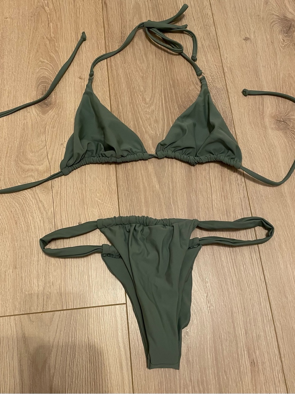 5 Bikini Set Bundle — Green, Floral, Orange Accents - Picture 7 of 9